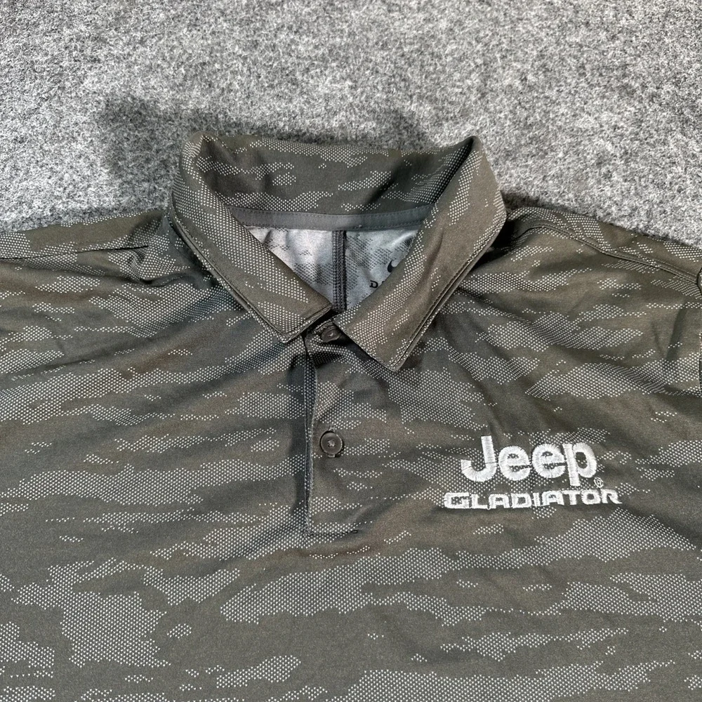 NIKE x Jeep Gladiator Gray Camouflage Men's Large Polo Shirt Dri-Fit Golf